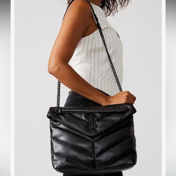 Steve Madden Britt’s Black Bag Puffy Satchel Crossbody Excellent Condition - Picture 9 of 9